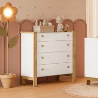 Cômoda de Bebê Flora 4 Gavetas Branco Acetinado - Qmovi