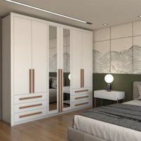 Guarda-Roupa Casal Nobile Plus 6 Portas 6 Gavetas com Espelho Branco - Panorama Móveis