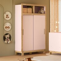 Guarda-Roupa de Bebê Flora de 2 Portas 2 Gavetas Rosa Acetinado - Qmovi