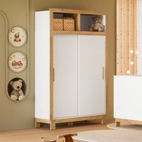 Guarda-Roupa de Bebê Flora Branco 2 Portas 2 Gavetas Acetinado - Qmovi