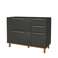 Balcão de Cozinha para Pia 120 Cm 2 Portas 3 Gavetas Freijó/Chumbo - Indékes