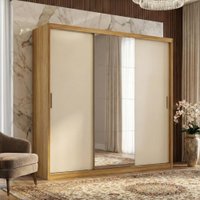 Guarda Roupas Casal com Espelho 3 Portas de Correr 4 Gavetas 100% MDF Dalila Flex