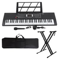Kit Teclado Musical 61 Teclas Estudante Iniciante Rhythmic 20 + Capa e Suporte em X