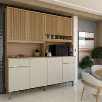 Cozinha Compacta Castilla 8 Portas 2 Gavetas 100% Mdf Amêndoa/Off White - Panorama Móveis