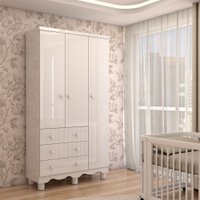 Guarda-Roupa de Bebê Sueño 3 Portas 3 Gavetas 100% Mdf Branco Brilho - Panorama Móveis