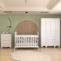 Quarto de Bebê Completo Sueño 4 Portas 7 Gavetas 100% Mdf Branco Brilho - Panorama Móveis
