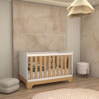 Berço Americano 3 em 1 Sueño 100% Mdf Branco Brilho/Amêndoa - Panorama Móveis