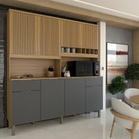 Cozinha Compacta Castilla 8 Portas 2 Gavetas 100% Mdf Amêndoa/Chumbo - Panorama Móveis