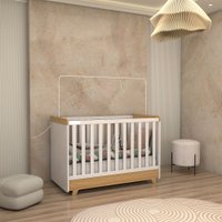 Berço Americano 2 em 1 Sueño 100% Mdf Branco Brilho/Amêndoa - Panorama Móveis