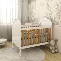 Berço Americano Bege 3 em 1 Sueño 100% Mdf Branco Brilho/Amêndoa - Panorama Móveis