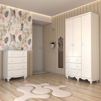 Quarto de Bebê Completo Sueño COM 3 Portas 7 Gavetas 100% Mdf Branco Brilho - Panorama Móveis