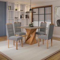 Conjunto Sala de Jantar Luna Kappesberg Com 4 Cadeiras Veludo Titanio