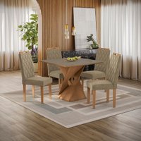 Conjunto Sala de Jantar Luna 4 Cadeiras Veludo Bege - Kappesberg