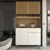 Cozinha Compacta Luz 1 Gaveta 4 Portas 100% Mdf Amêndoa/Branco - Panorama Móveis