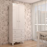 Guarda-Roupa de Bebê Sueño Com 2 Portas 3 Gavetas 100% Mdf Branco Brilho - Panorama Móveis