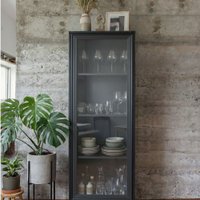 Cristaleira Refresh 1 Porta 3 Prateleiras com Vidro Preto - Brv