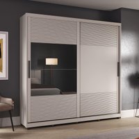 Guarda-Roupa Casal com Espelho 2 Portas Correr 3 Gavetas 237cm Multimóveis CR35397 Cinza