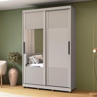 Guarda-Roupa Solteiro com Espelho 2 Portas Correr 3 Gavetas 150cm Multimóveis CR35399 Cinza