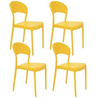 Jogo 4 Cadeiras Plásticas Resistentes Empilháveis Tramontina Sissi Encosto Fechado Amarelo