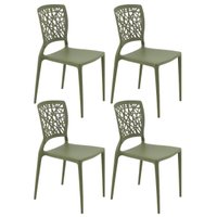 Jogo 4 Cadeiras Plásticas Tramontina Joana Decorada para Mesa Verde Oliva Cozinha Sala Área Gourmet