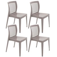 Conjunto 4 Cadeiras Plástico Empilhável Tramontina Victória com Encosto Horizontal Camurça