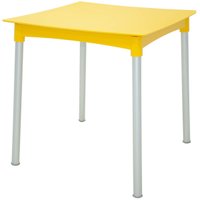 Mesa Tramontina Diana Summa Plástico Amarela Pés Alumínio 70cm Quadrada Área de Lazer Quintal