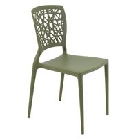 Cadeira Plástica Forte Verde Oliva Decorada Tramontina Joana Encosto Vazado Sala Cozinha