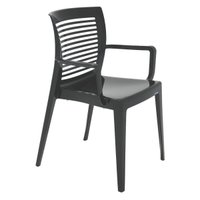 Cadeira Plástica Preta Tramontina Summa Victória com Braços e Encosto Horizontal Vazado