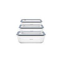 Jogo de Potes de Vidro Tramontina Vittra Retangulares com Tampa Hermética de Silicone