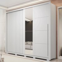 Guarda-Roupa Casal Branco Romanus 2 Portas 4 Gavetas com Espelho - Caemmun