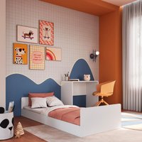 Cama Infanto Juvenil com Escrivaninha Solteiro Branco Completa Móveis