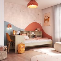 Cama Infanto Juvenil com Escrivaninha e Estante Solteiro Carvalho Completa Móveis