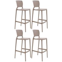 Kit 4 Banquetas Altas Plástico Resistente Tramontina Safira Camurça para Bar Bancada Ilha Cozinha