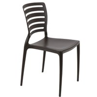 Cadeira Plástica Encosto Horizontal Tramontina Sofia Marrom Jardim Área de Lazer Varanda