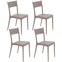 Jogo 4 Cadeiras Tramontina Diana Eco Empilhável em Plástico Resistente Camurça Área Interna Externa