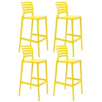 Jogo 4 Banquetas Altas Tramontina Sofia Amarelo 50x45x104cm Bares Pubs Bancada Área Gourmet