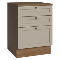 Balcão de Cozinha 60 cm 3 Gavetas Rustic/Crema Vik Madesa