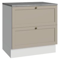 Balcão de Cozinha 80 cm 2 Gavetas Branco/Crema Vik Madesa