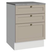 Balcão de Cozinha 60 cm 3 Gavetas Branco/Crema Vik Madesa