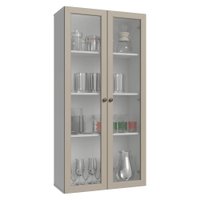 Módulo Cristaleira 70 cm 2 Portas de Vidro Branco/Crema Vik Madesa