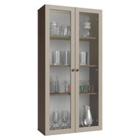 Módulo Cristaleira 70 cm 2 Portas de Vidro Rustic/Crema Vik Madesa