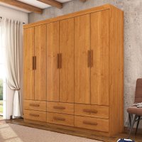 Guarda-Roupa Solteiro Aria 6 Portas 6 Gavetas Cinamomo - Pnr Móveis