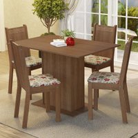 Conjunto Sala de Jantar Madesa Luana Mesa Tampo de Madeira C/ 4 Cadeiras