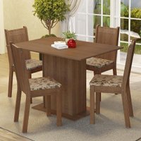 Conjunto Sala de Jantar Madesa Luana Mesa Tampo de Madeira 4 Cadeiras Rustic/Bege Marrom