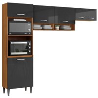 Cozinha Compacta 6 Portas 250 cm MDP Atenas ARMoveis - Cinamomo Grafite