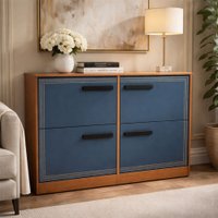 Sapateira Valência 4 Portas Azul/Freijó - Politono