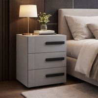 Mesa de Cabeceira Lisboa 3 Gavetas Cinza/Branco - Politorno