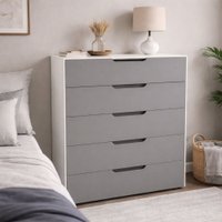Cômoda Madri 5 Gavetas Cinza/Branco - Politorno