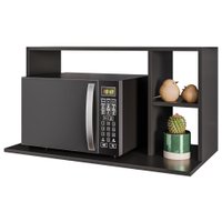 Suporte Microondas 2 Nichos Laila BP 80 cm Eratto Moveis - Preto