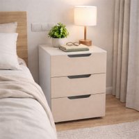 Mesa de Cabeceira Madri 3 Gavetas Creme/Branco - Politorno